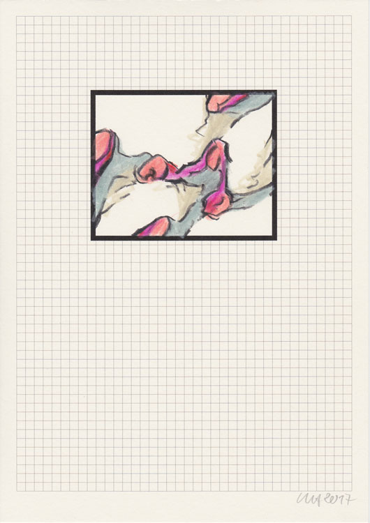 Kleine Buntstiftzeichnung auf Inkjet-Raster 6